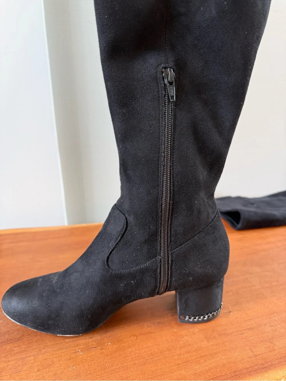 Michael Kors Jamie Over-the-Knee Boots Black 8.5 Chain Heel